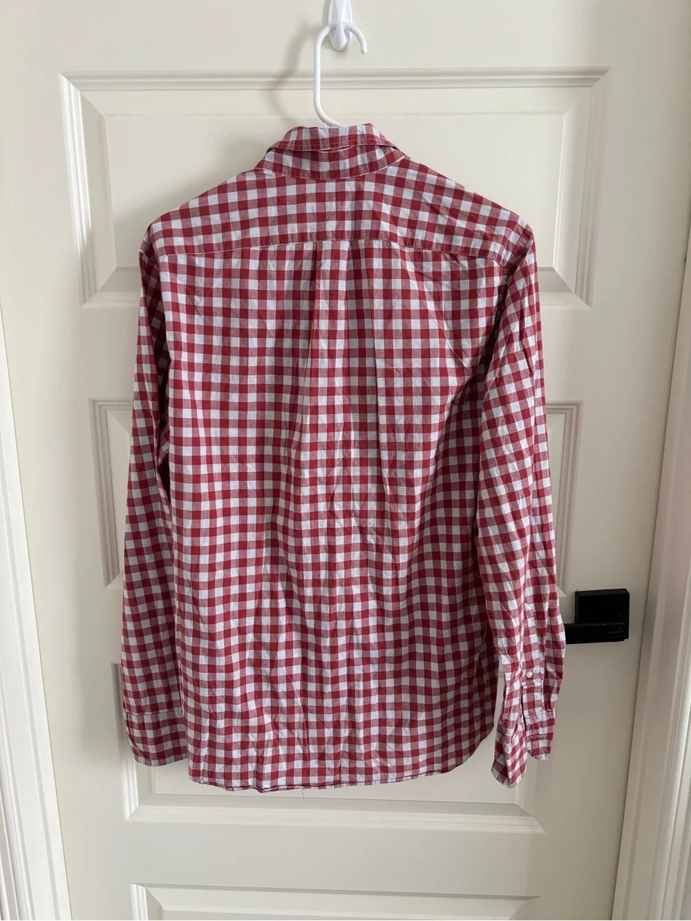 J. Crew Red and White Gingham Button-Down Shirt